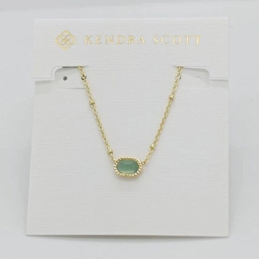 Kendra Scott Mini Elisa Gold Satellite Pendant Necklace in Light Blue Glass